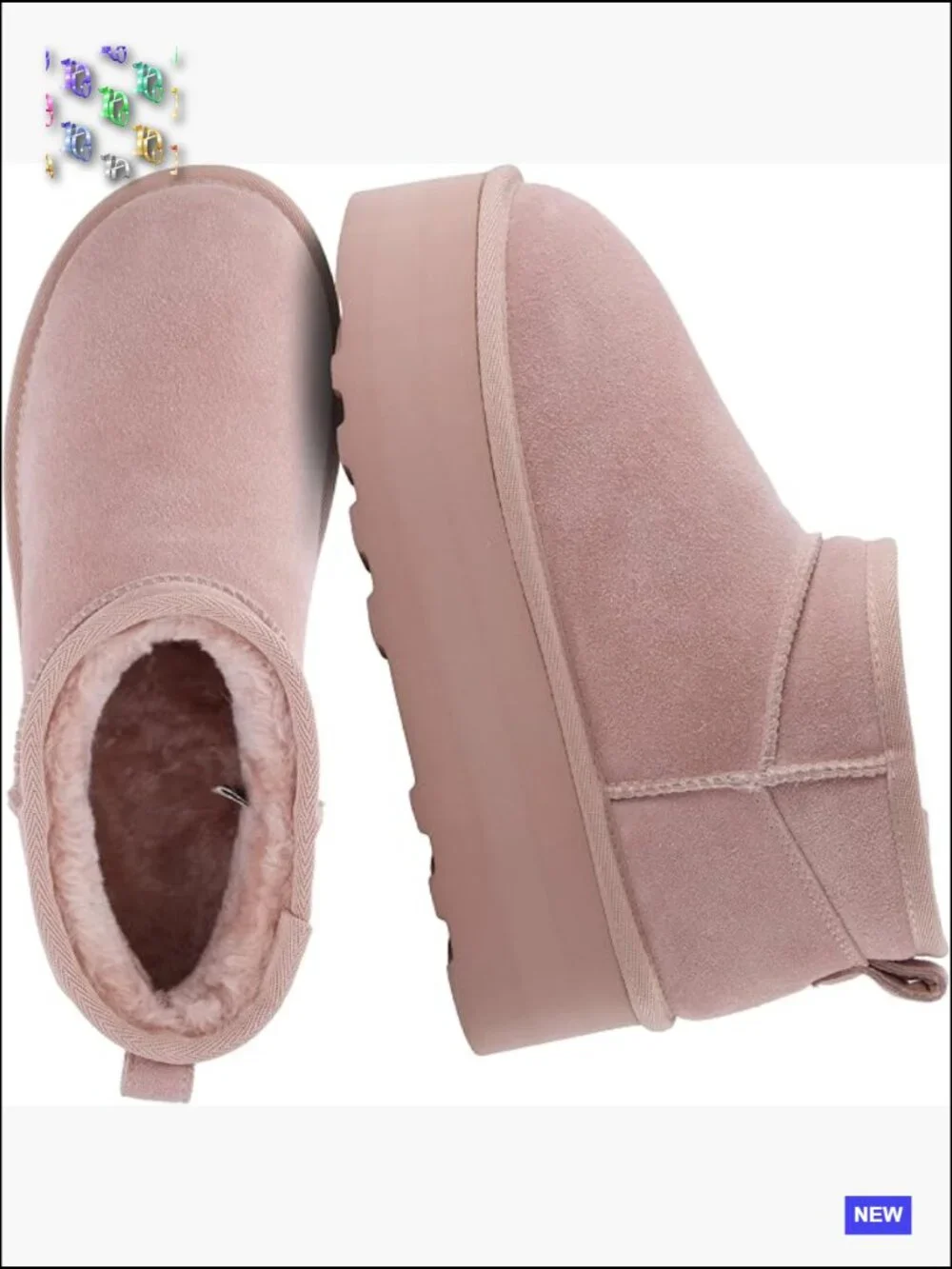 Women's Suede Platform Ankle Boots Faux Fur Lining Cozy Winter Slip-On Memory